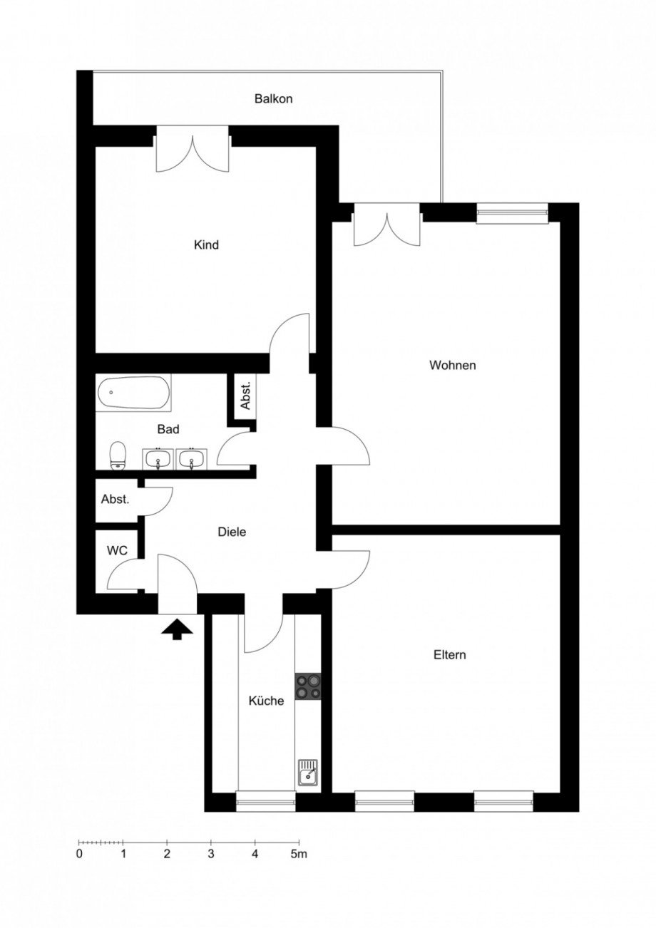 Grundriss 2D Etagenwohnung D�sseldorf