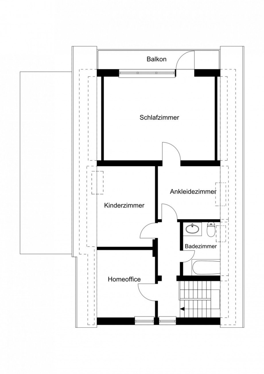 Grundriss 2D Obergeschoss Einfamilienhaus Kaarst