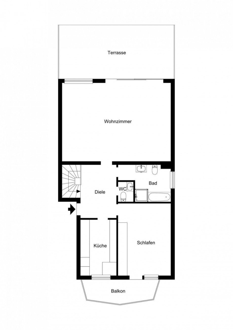 Grundriss 2D Maisonettewohnung Ratingen