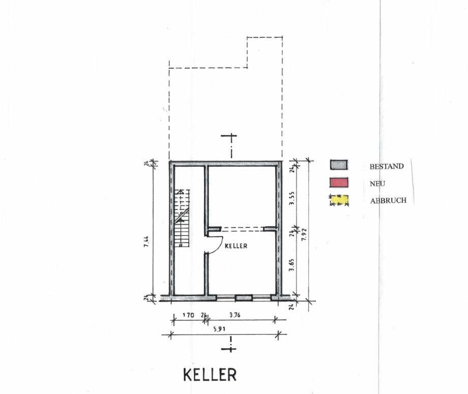 Grundriss Kellergeschoss Reihenmittelhaus M�nchengladbach