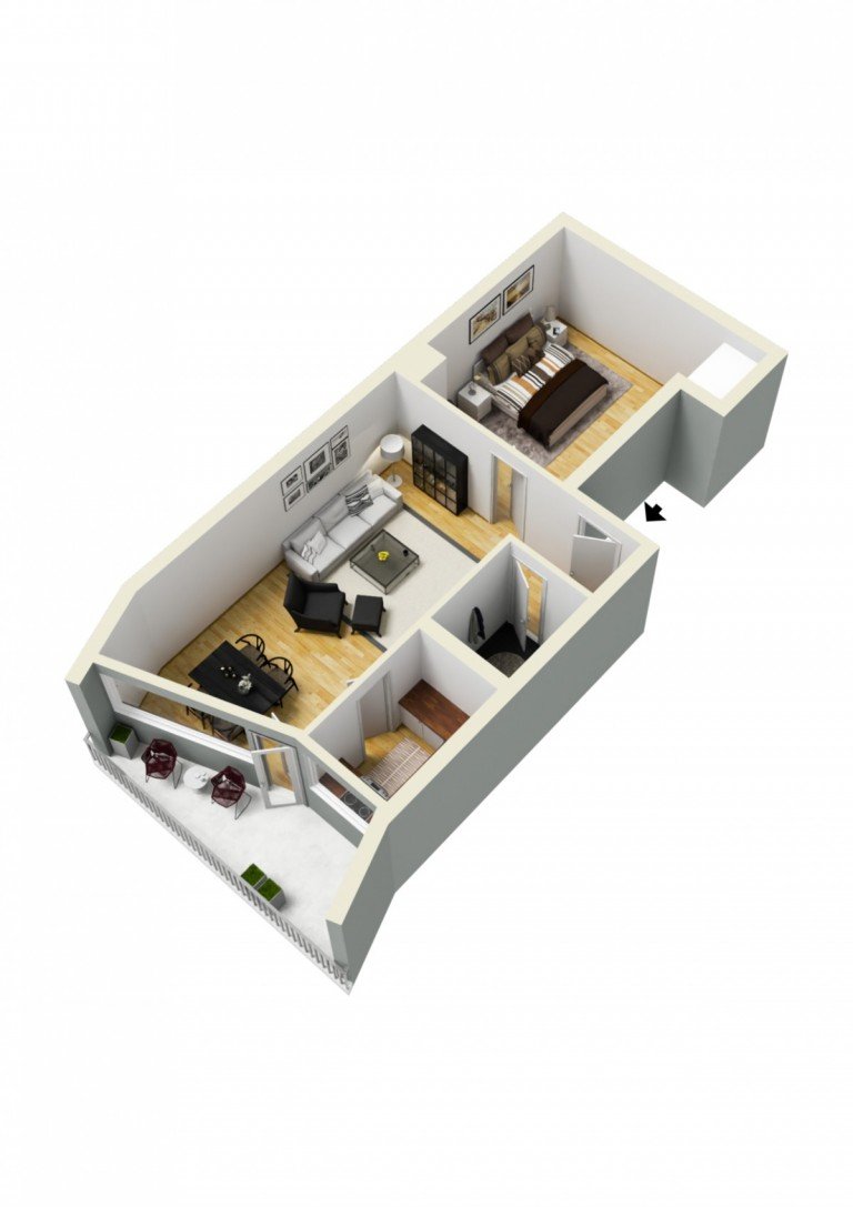 Grundriss D�sseldorf Wohnung 2 Zimmerwohnung mit Balkon und Potenzial zu kaufen!