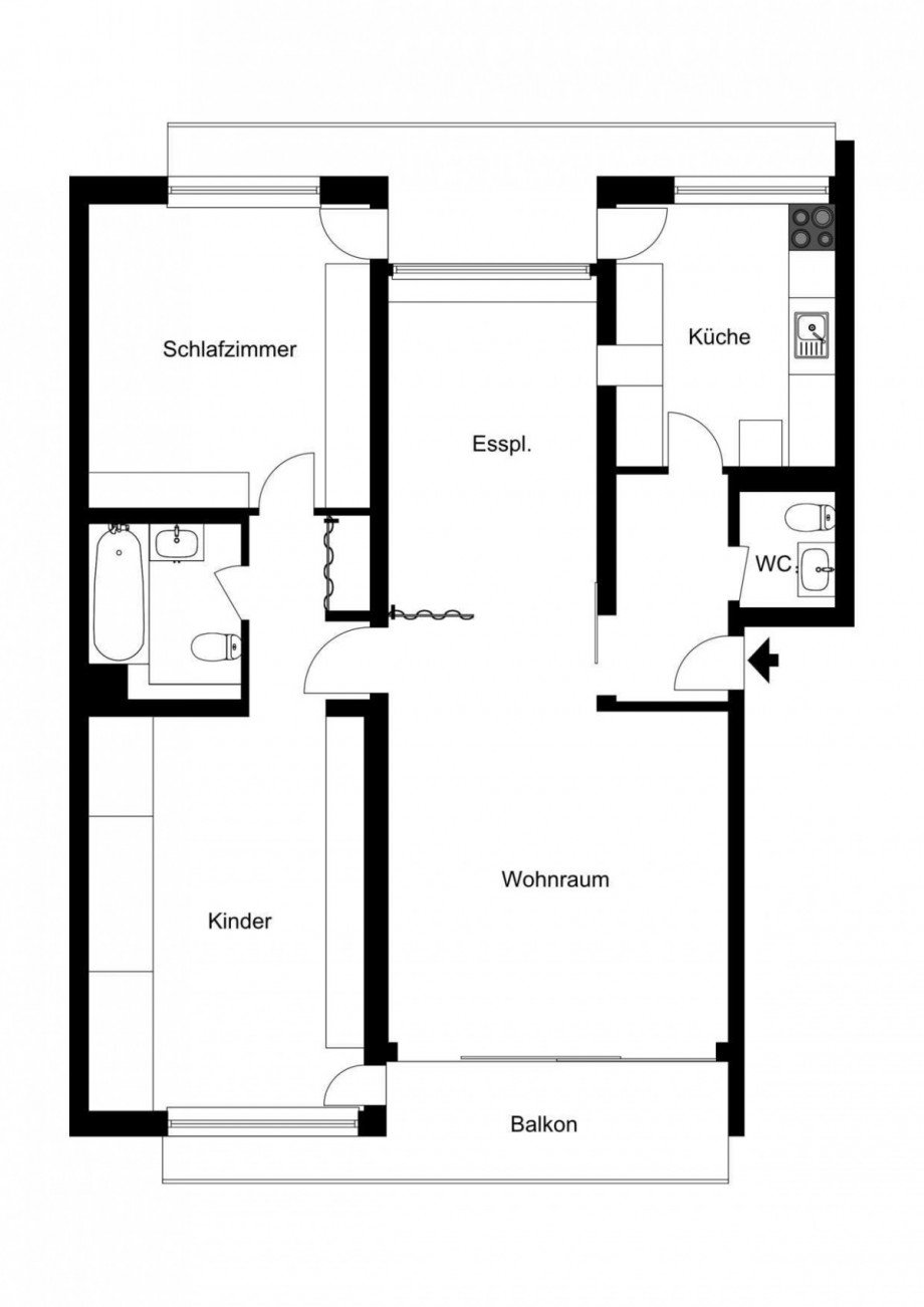 Grundriss 2D Wohnung D�sseldorf
