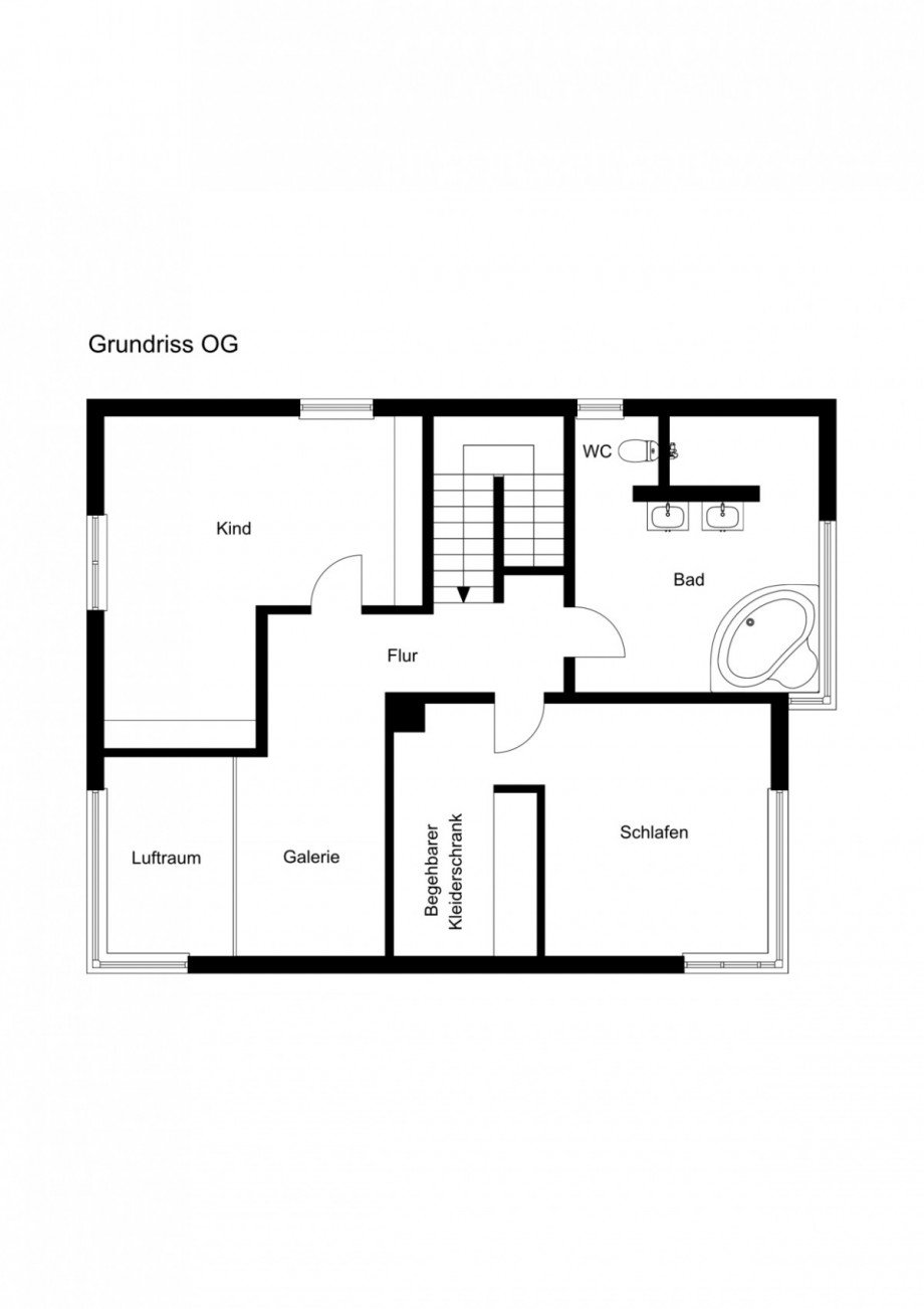 Grundriss OG 2D Einfamilienhaus Haan