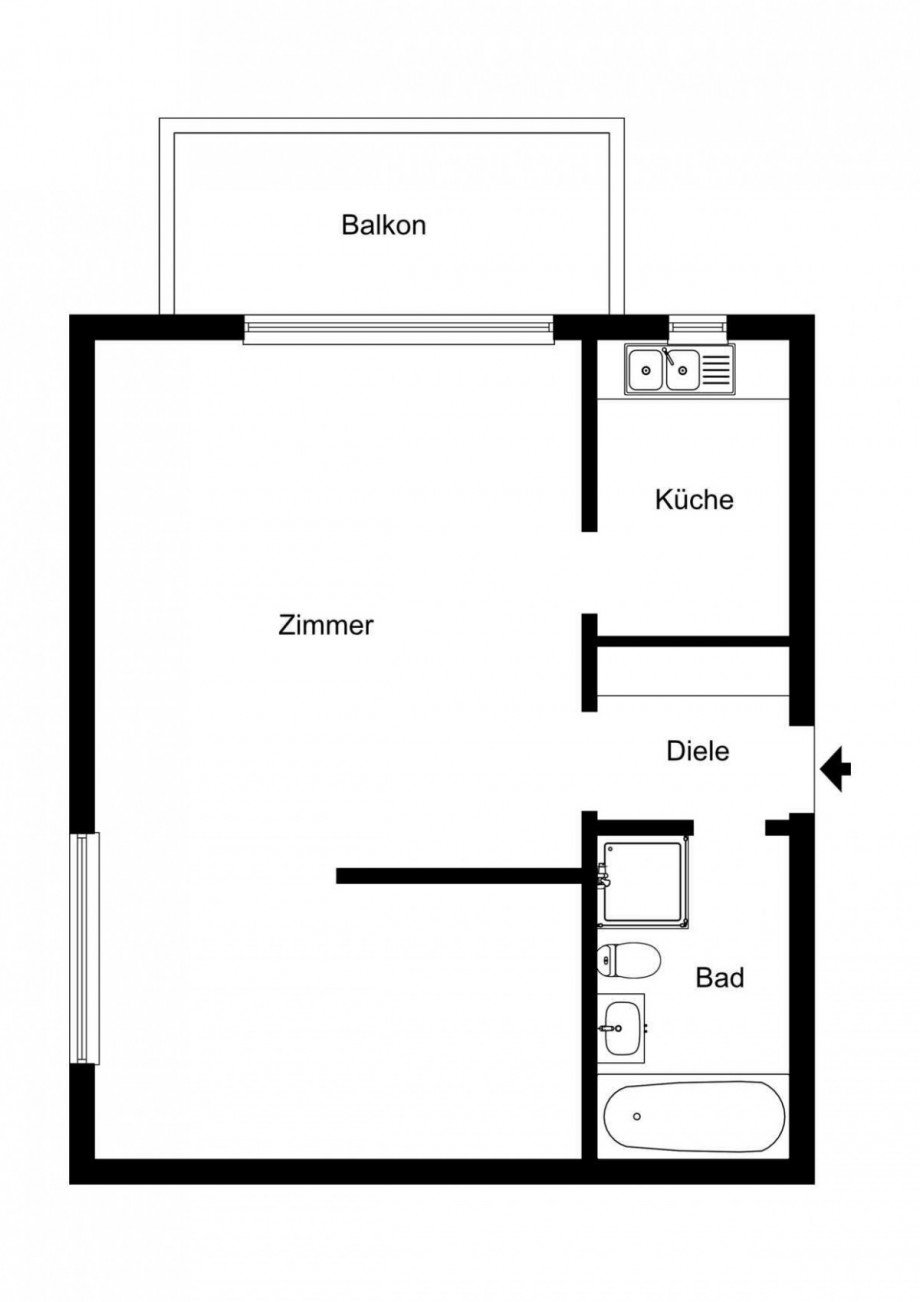 Grundriss 2D Etagenwohnung D�sseldorf