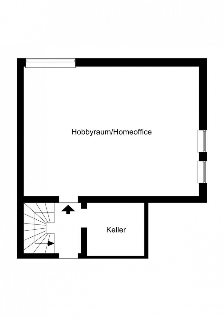Grundriss 2D Hobbyraum Maisonettewohnung Ratingen