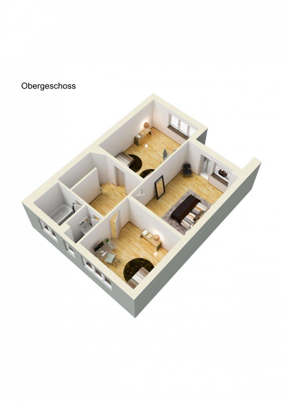 Grundriss 1OG 3D Reihenmittelhaus D�sseldorf