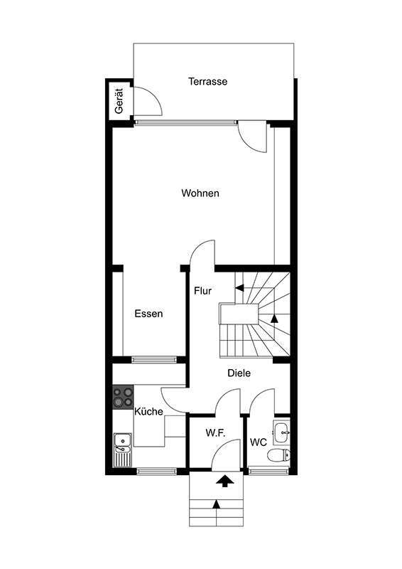 Grundriss EG 2D Reihenmittelhaus Ratingen