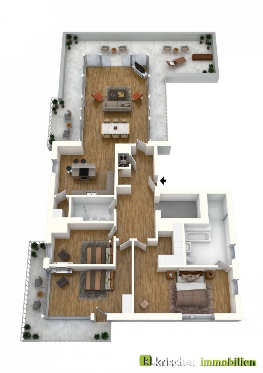 Grundriss Penthousewohnung D�sseldorf