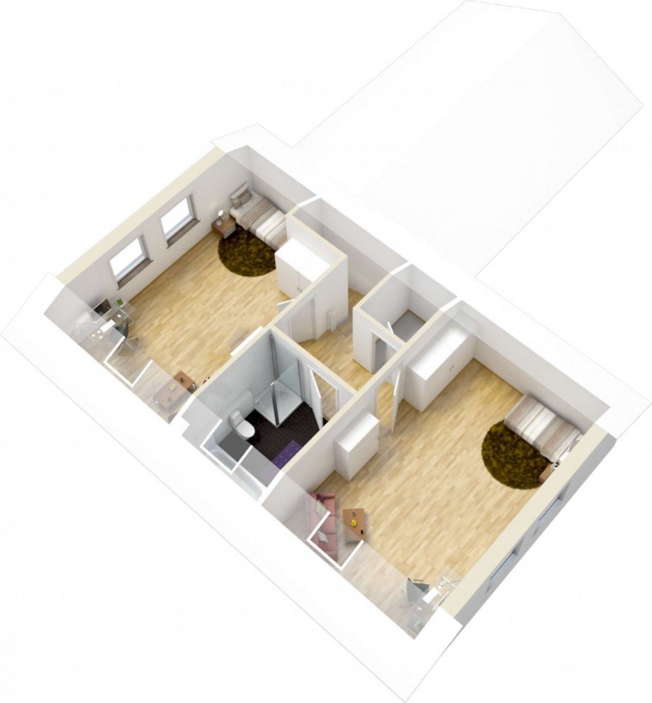 3D Grundriss 1 Obergeschoss Einfamilienhaus Ratingen