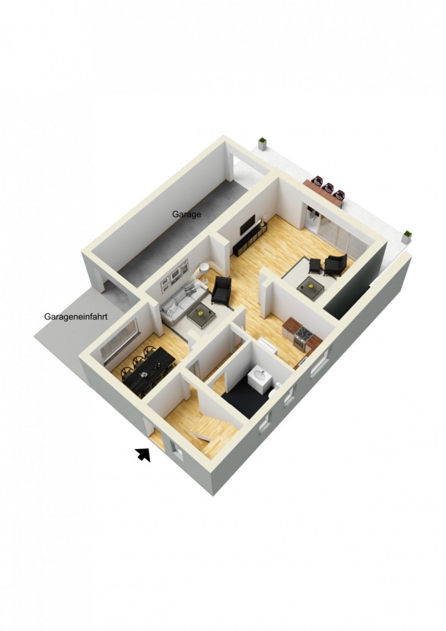 Grundriss 3D Erdgeschoss Einfamilienhaus Kaarst