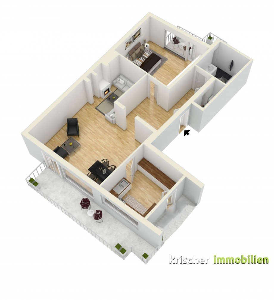 Grundriss 3D Etagenwohnung D�sseldorf