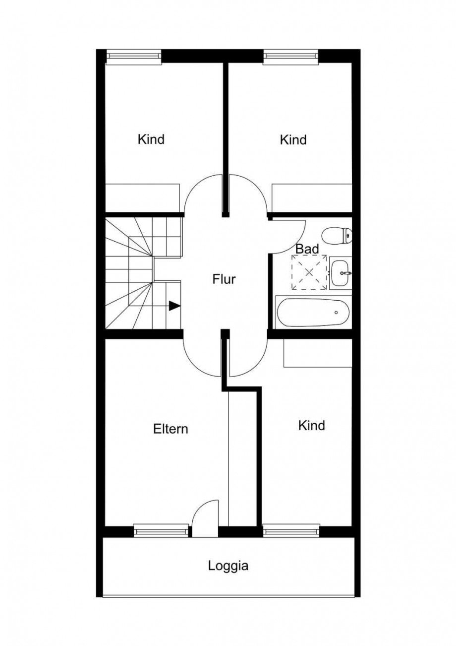 Grundriss 1OG 2D Reihenmittelhaus Ratingen