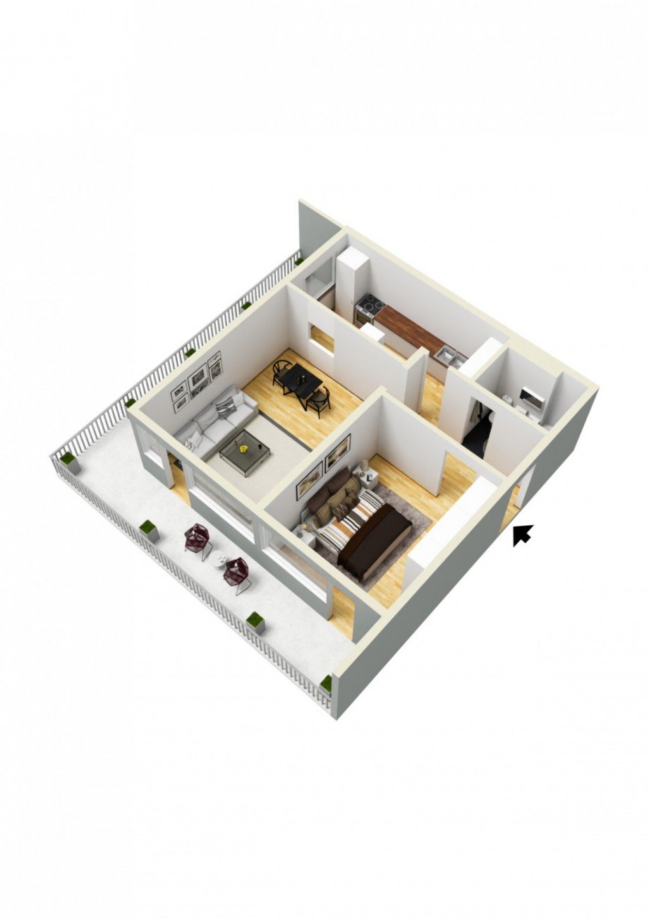Grundriss 3D Etagenwohnung D�sseldorf