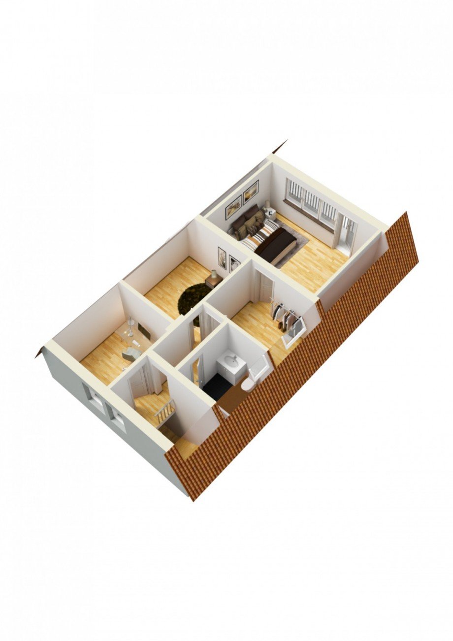 Grundriss 3D Obergeschoss Einfamilienhaus Kaarst