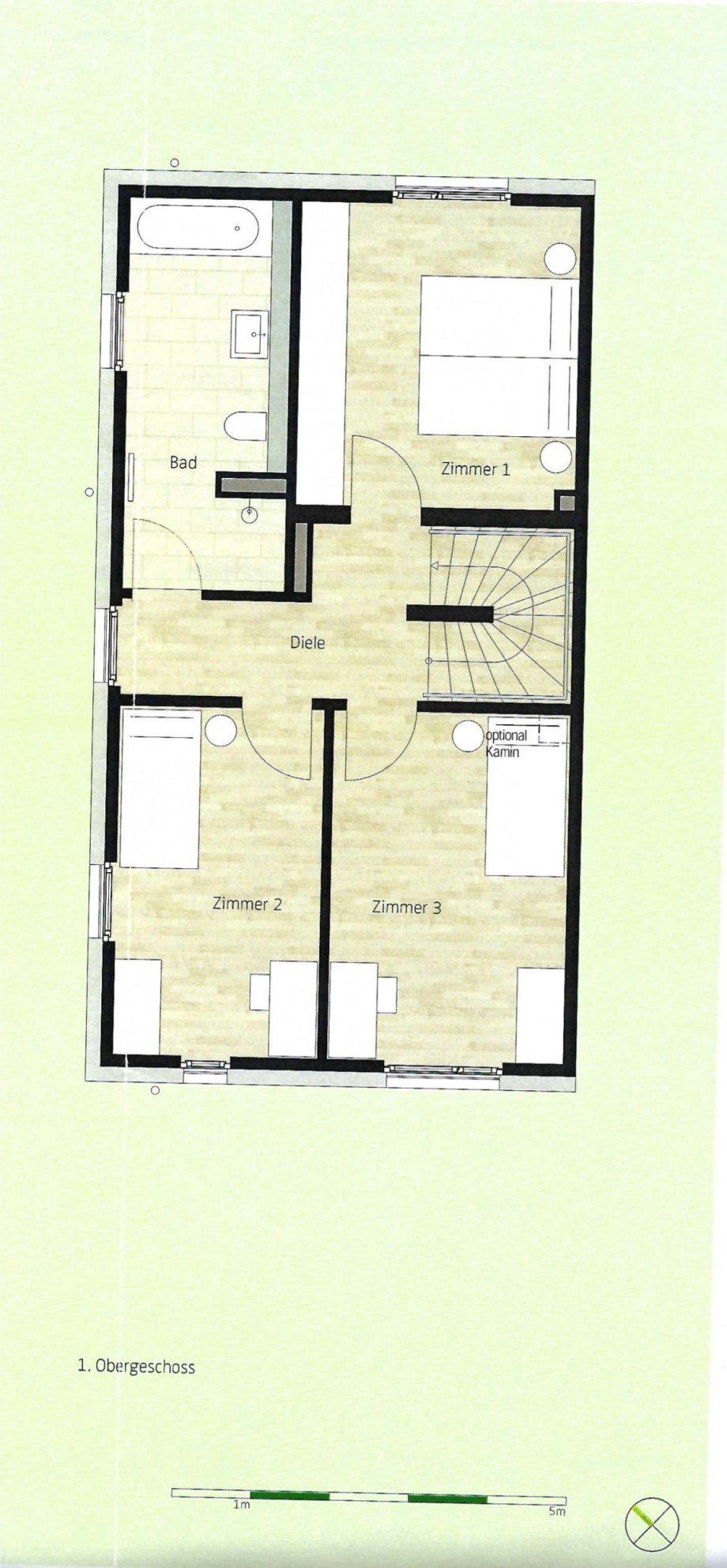 Grundriss 1 Obergeschoss Doppelhaush�lfte D�sseldorf
