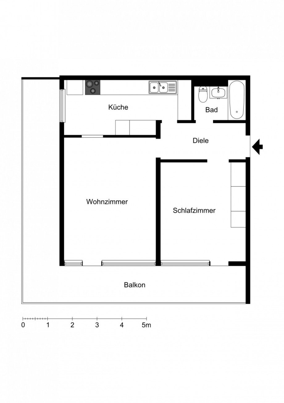 Grundriss 2D Etagenwohnung D�sseldorf