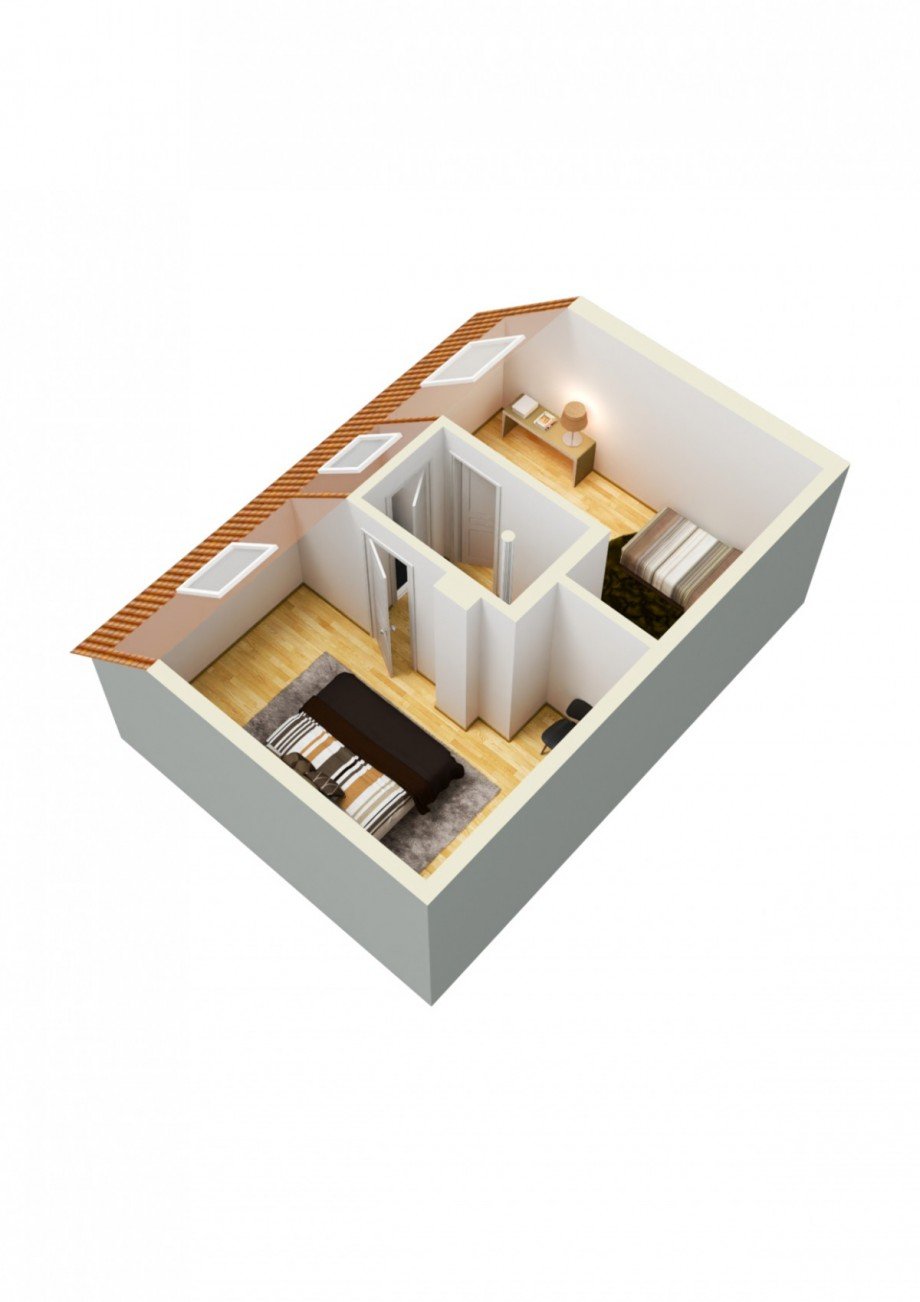 Grundriss 3D DG Maisonettewohnung D�sseldorf