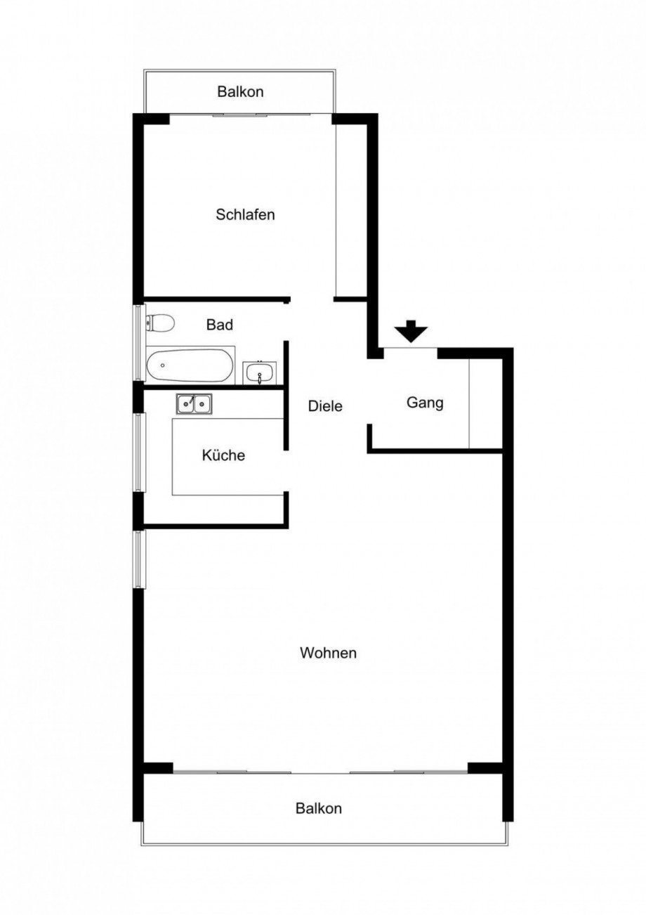 Grundriss 2D Etagenwohnung Ratingen