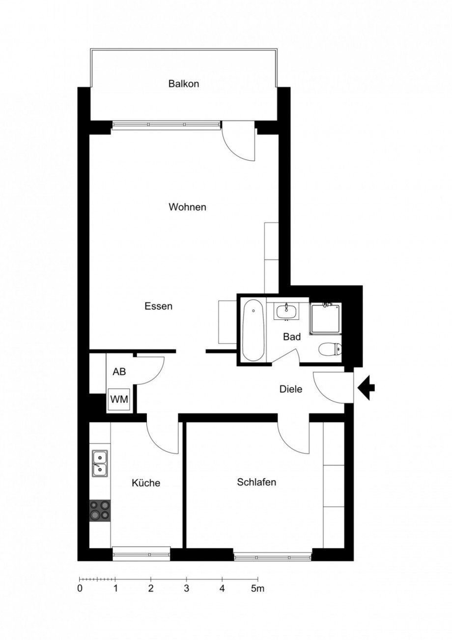 Grundriss 2 D Etagenwohnung D�sseldorf
