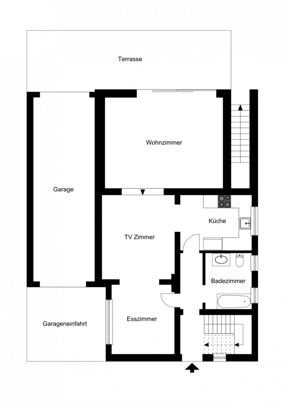 Grundriss 2D Erdgeschoss Einfamilienhaus Kaarst