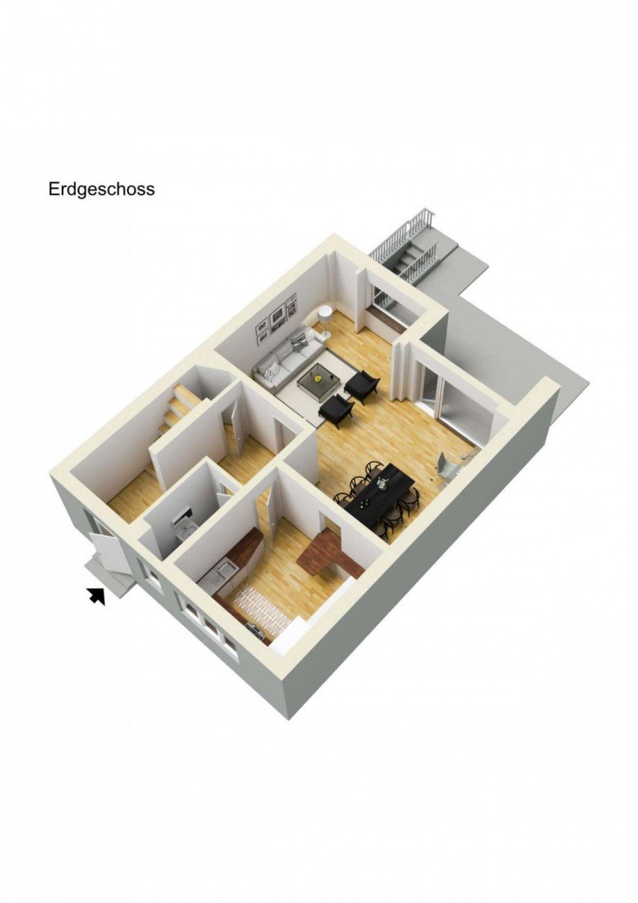 Grundriss Erdgeschoss 3D Reihenmittelhaus D�sseldorf