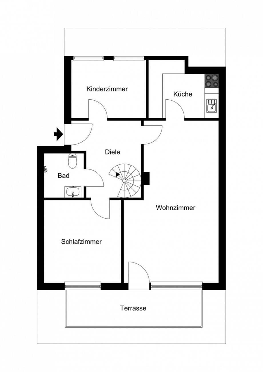 Grundriss 2D Maisonettewohnung D�sseldorf