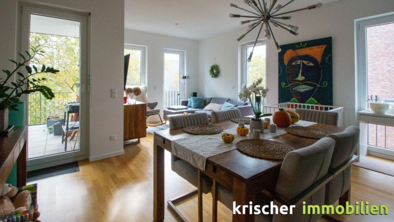 Wohnzimmer D�sseldorf Etagenwohnung Karolinger H�fe! Urbane Neubauwohnung mit Parkett, Fussbodenheizung, Einbauk�che und Balkon....