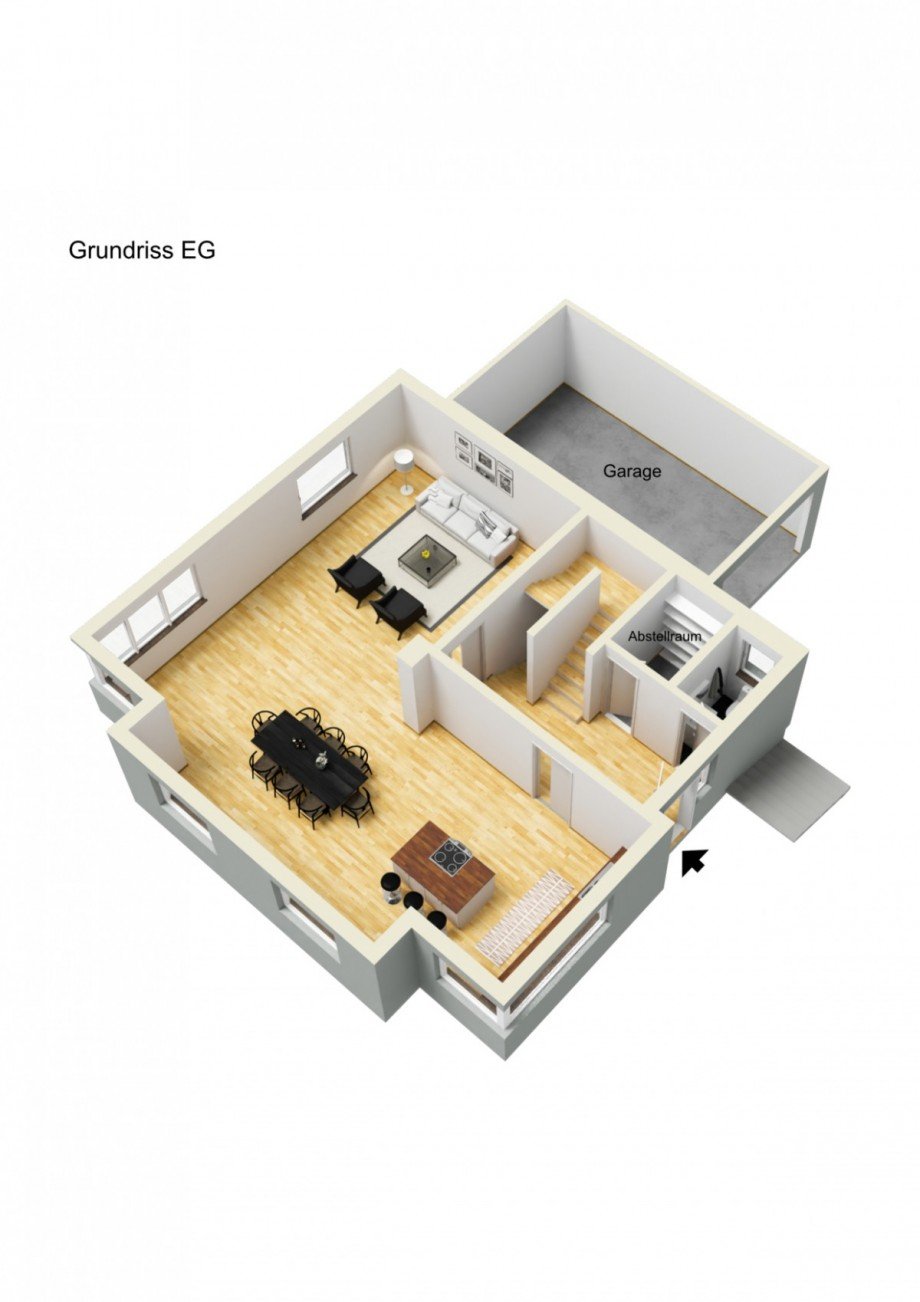 Grundriss EG 3D Einfamilienhaus Haan